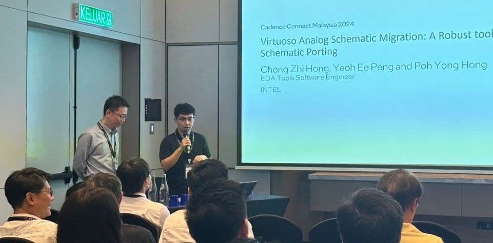 Zhihong presenting Virtuoso Analog Schematic Migration at CadenceConnect Malaysia 2024